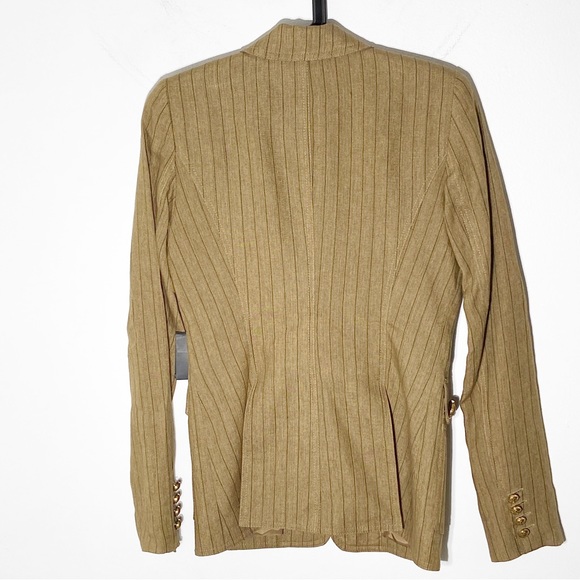 Like New: SMYTHE Peaked Lapel Blazer With Cargo Pocket in Burlap Stripe Size 4 - Picture 5 of 6